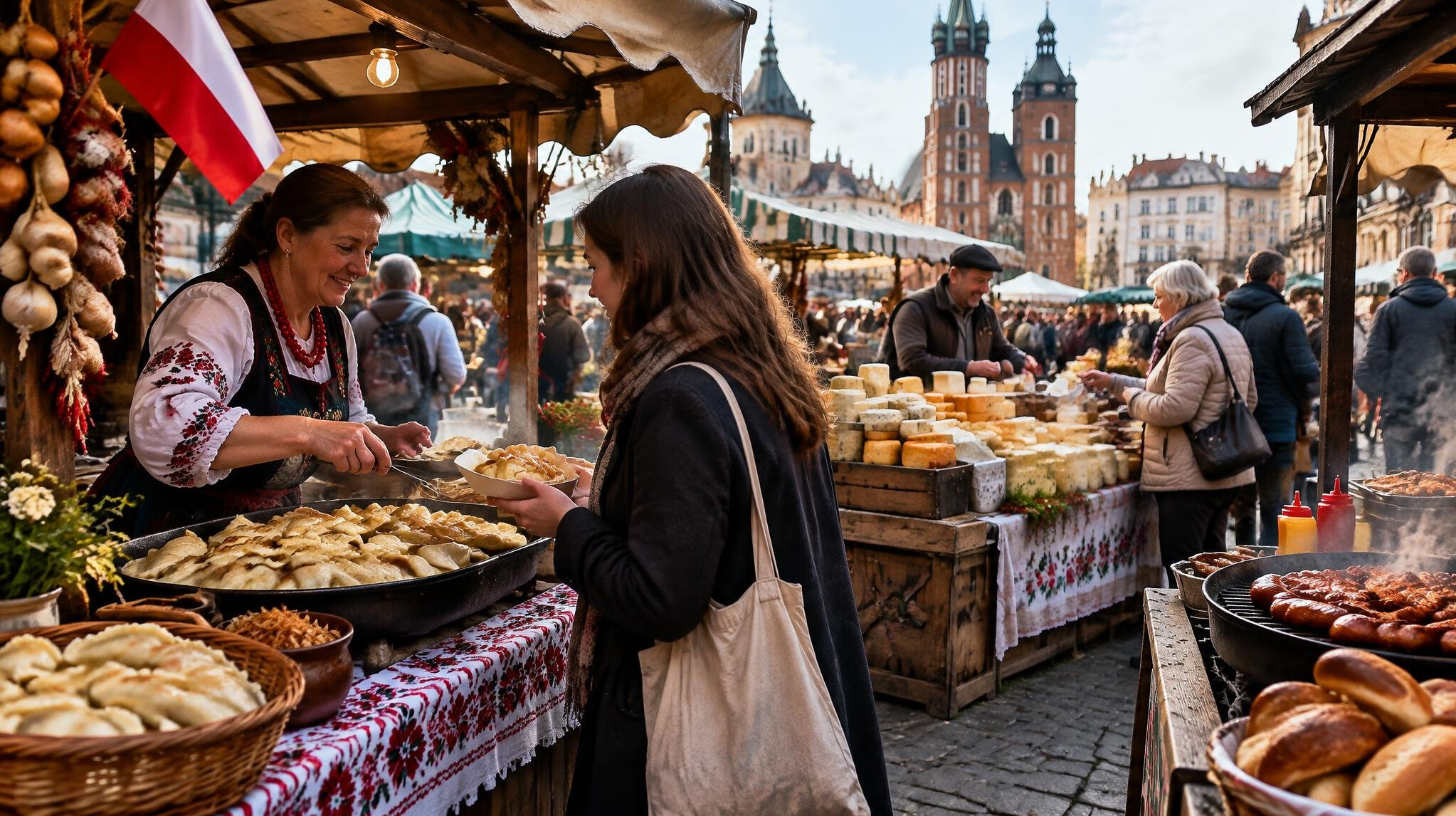 polish market with local food